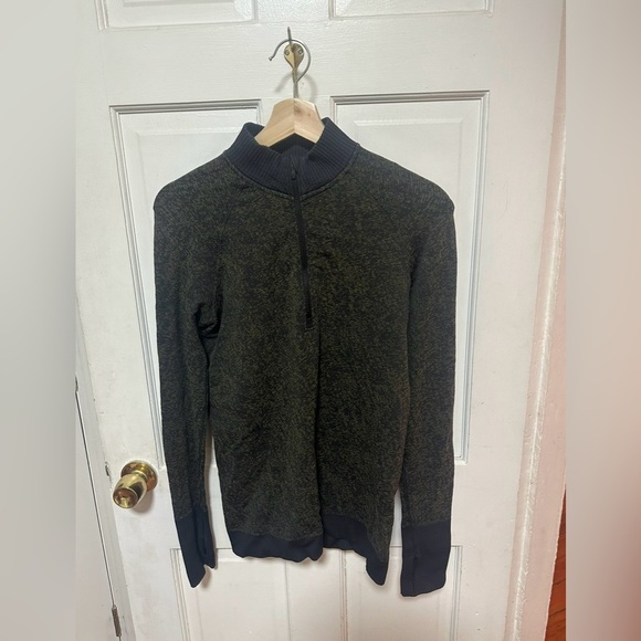LULULEMON Long Sleeve REST LESS 1/2 Zip Mock Shirt Top Black Dark Cast Size 6 - Picture 1 of 6